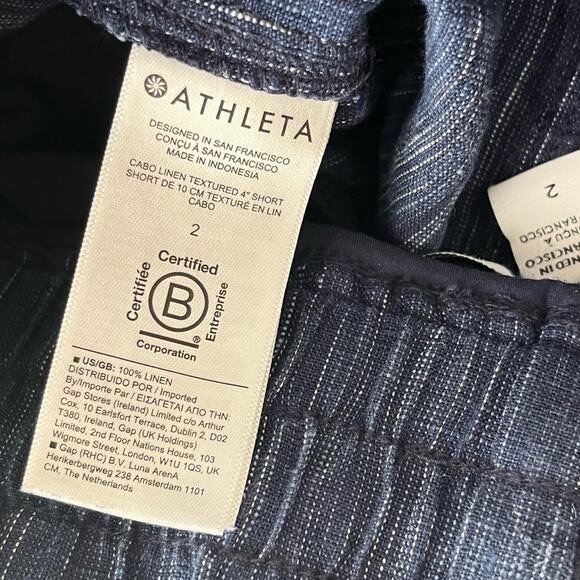 Athleta Cabo linen textured shorts navy 2 - Picture 11 of 14